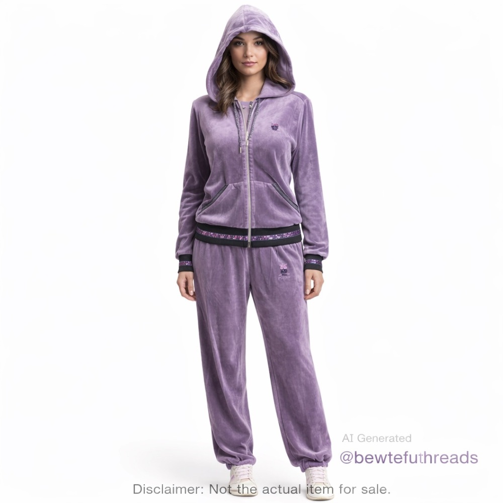 Pinko Velour Sequin Logo Joggers Purple Y2K Indie Sleaze Lounge